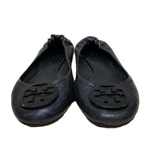 Tory Burch Sparkling Glitter Navy/Black Leather Women's Ballet Flats size- 9